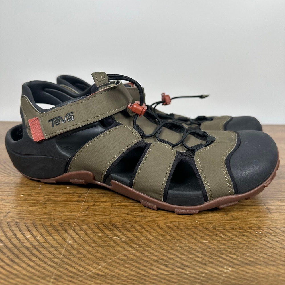 Teva Sandals Men 10 Green Black Flintwood Hiking Water Shoes Sport Outdoor Trail